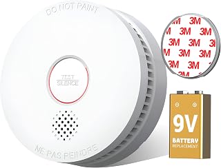 Smoke Detector Fire Alarms 9V Replaceable Battery, Smoke Alarm with Photoelectric Sensor, Easy to Install with Magnetic Mount, Fire Detectors for Home, UL217-10th Listed, 1 Pack