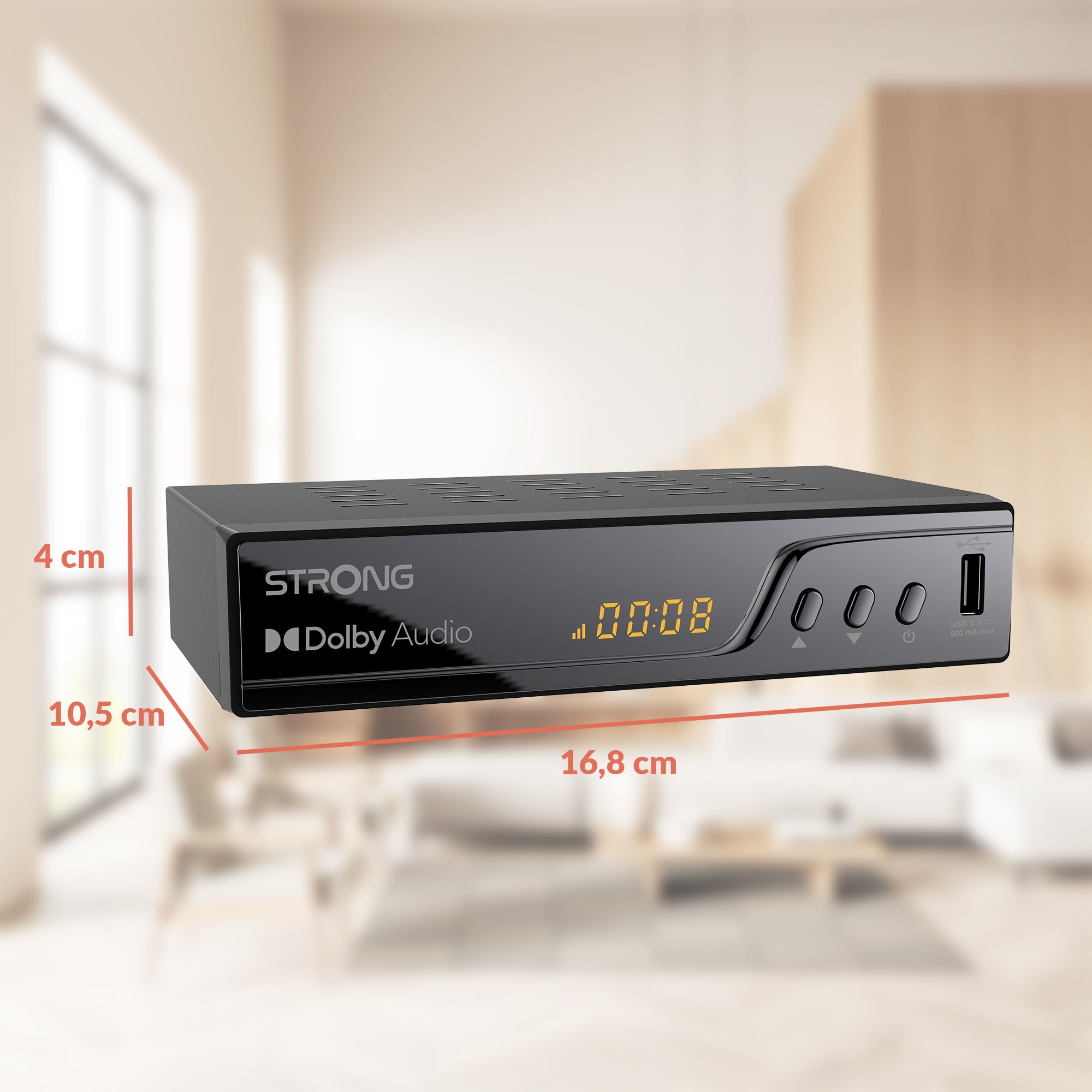 STRONG Dekoder TNT UHD 4K|DVB-T2|Kompatybilny z HEVC265|Odbiornik/Tuner TV Rejestrator USB|DOLBY Digital Plus|HDMI|SCART