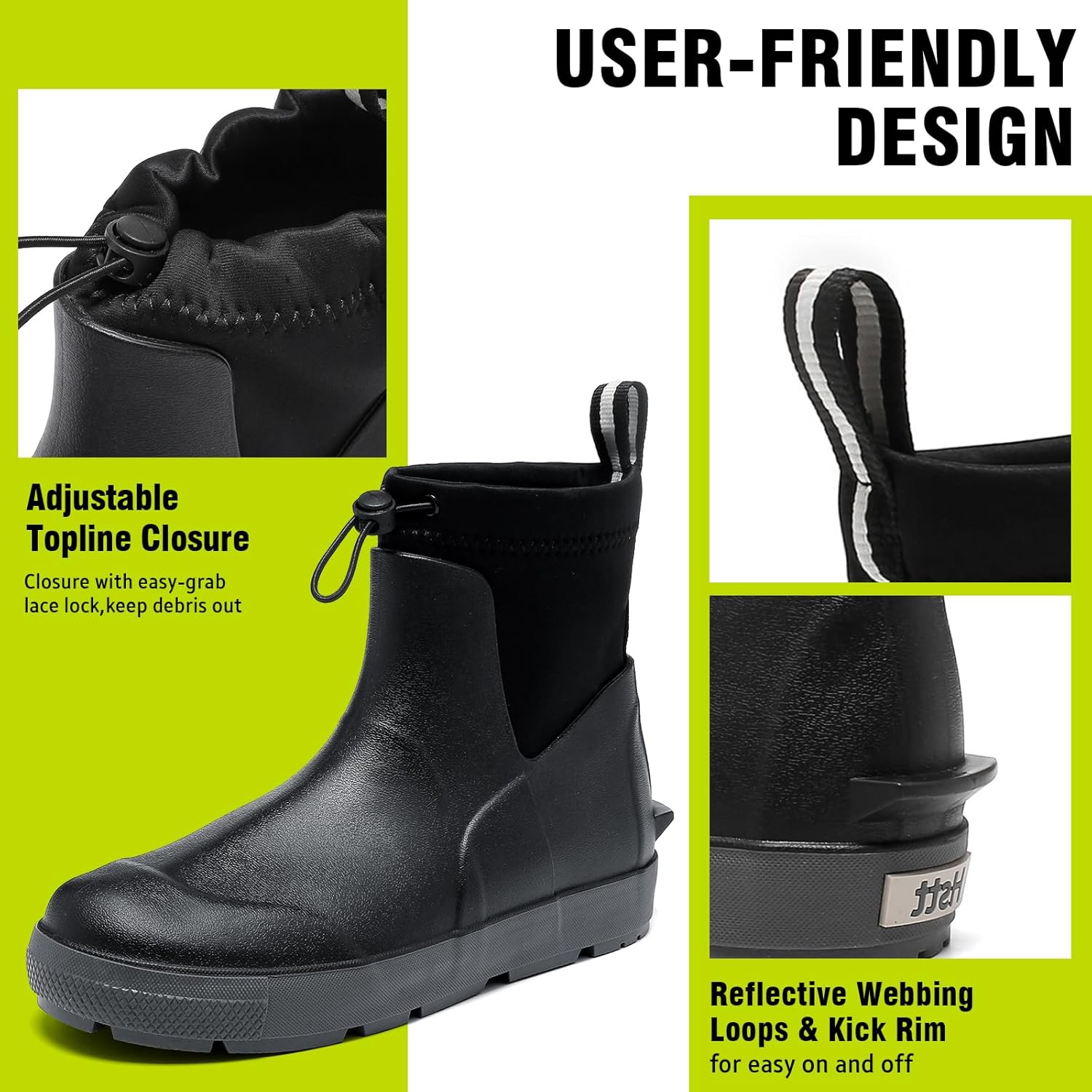 Men's Deck Boots,Ankle Rubber Rain boots Waterproof Anti-Slip Waterproof Shoes, Fishing Boating Boots Water Work Shoes for Men - Image 6