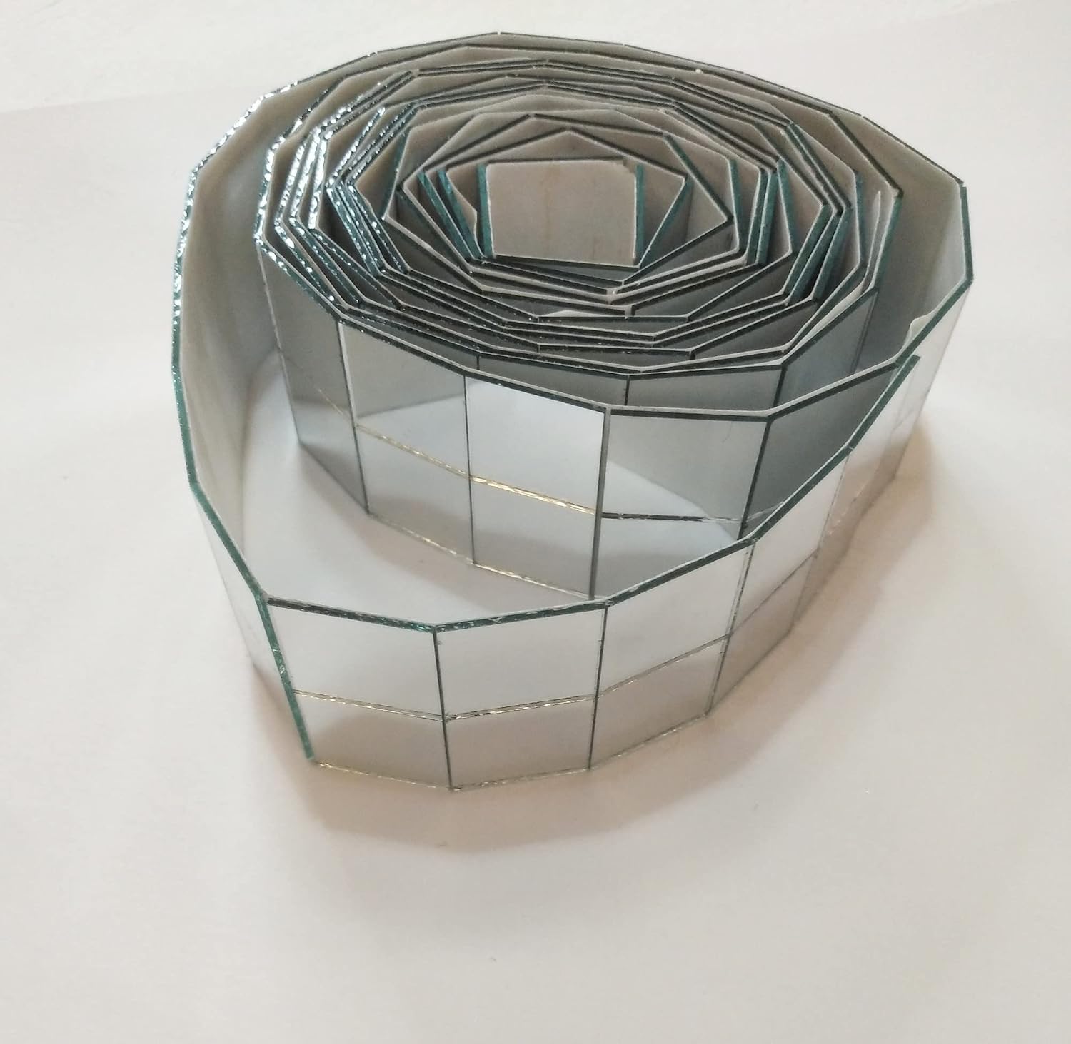 MEYA 250PCS of 3/4'' Glass Mirror Roll Tiles for Crafts, 2CM Mini Square Glass Mirror Tiles Self Adhesive Mirror Strips for Wall (2.5 Meters, Silver Mirror)