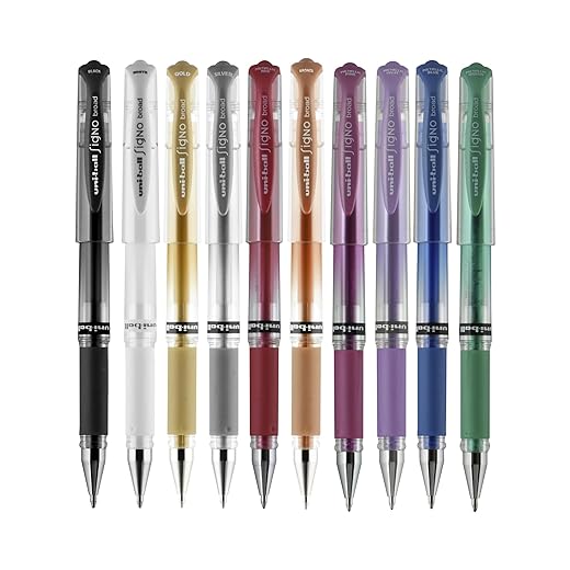Uniball Signo 207 Gel Impact Stick Gel Pen, 10 Assorted Pens, 1.0mm Bold Point Gel Pens| Office Supplies, Ink Pens, Colored Pens, Fine Point, Smooth Writing Pens, Ballpoint Pens