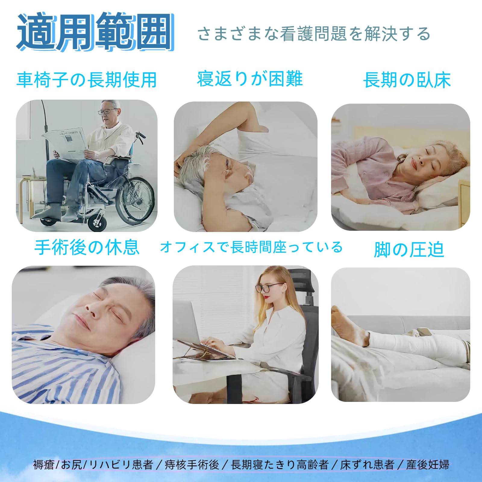 DURASIKO 床ずれ防止クッションお 尻 介護用枕 介護クッション 片面アイスシルク生地 中空で通気性があるで 体圧分散マット 褥瘡/痔/お尻/産後/寝たきり 介助 看護 老人ホーム 衝撃吸収 男女兼用 四季共通 洗濯可能 敬老の日 ダークブルー 1枚