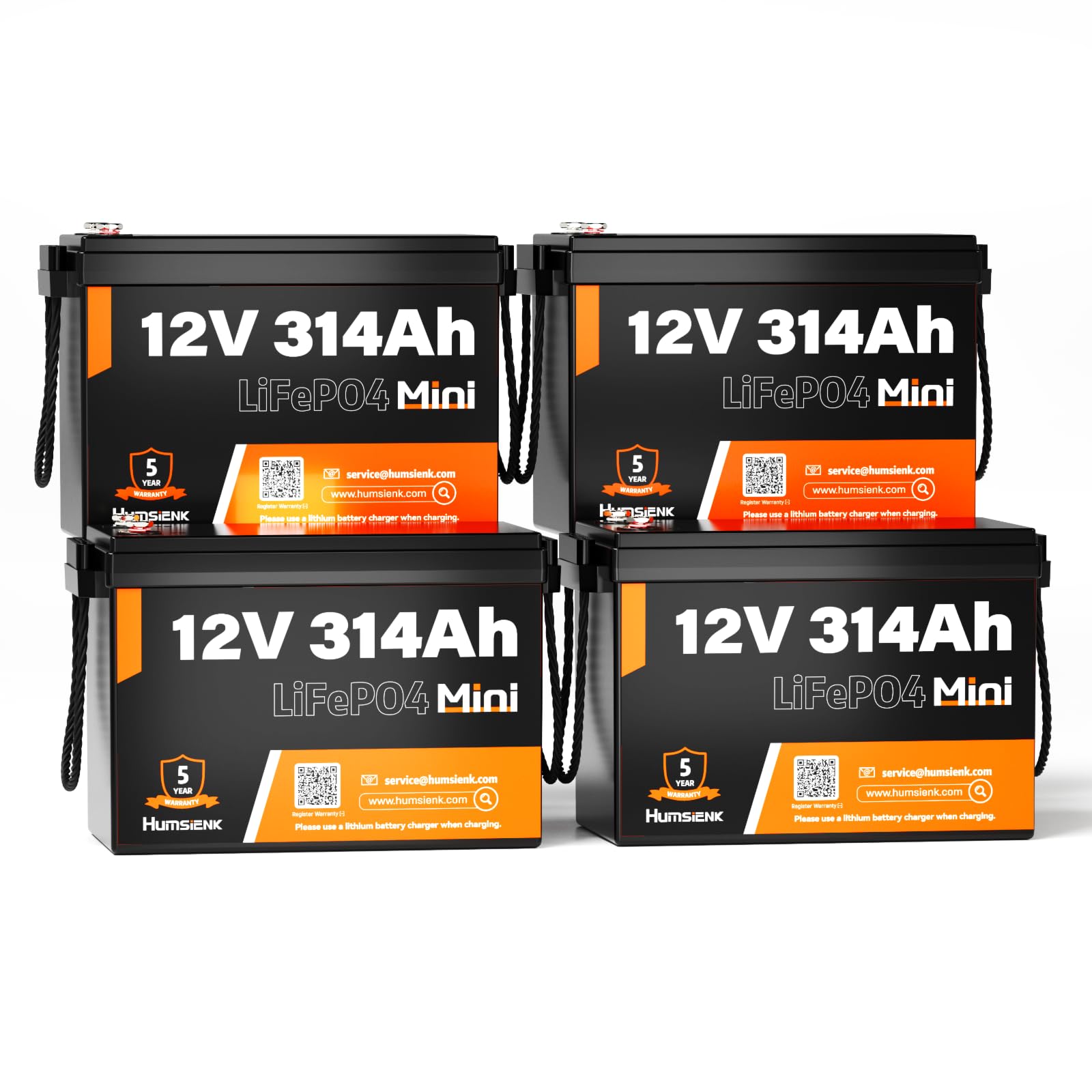12V 314Ah LiFePO4 Lithium Battery Max. 4019Wh Energy, 15000+ Deep Cycles,100A BMS Lithium Iron Phosphate Rechargeable Battery Great for RV, Marine and Off Grid Applications, 4 PACK