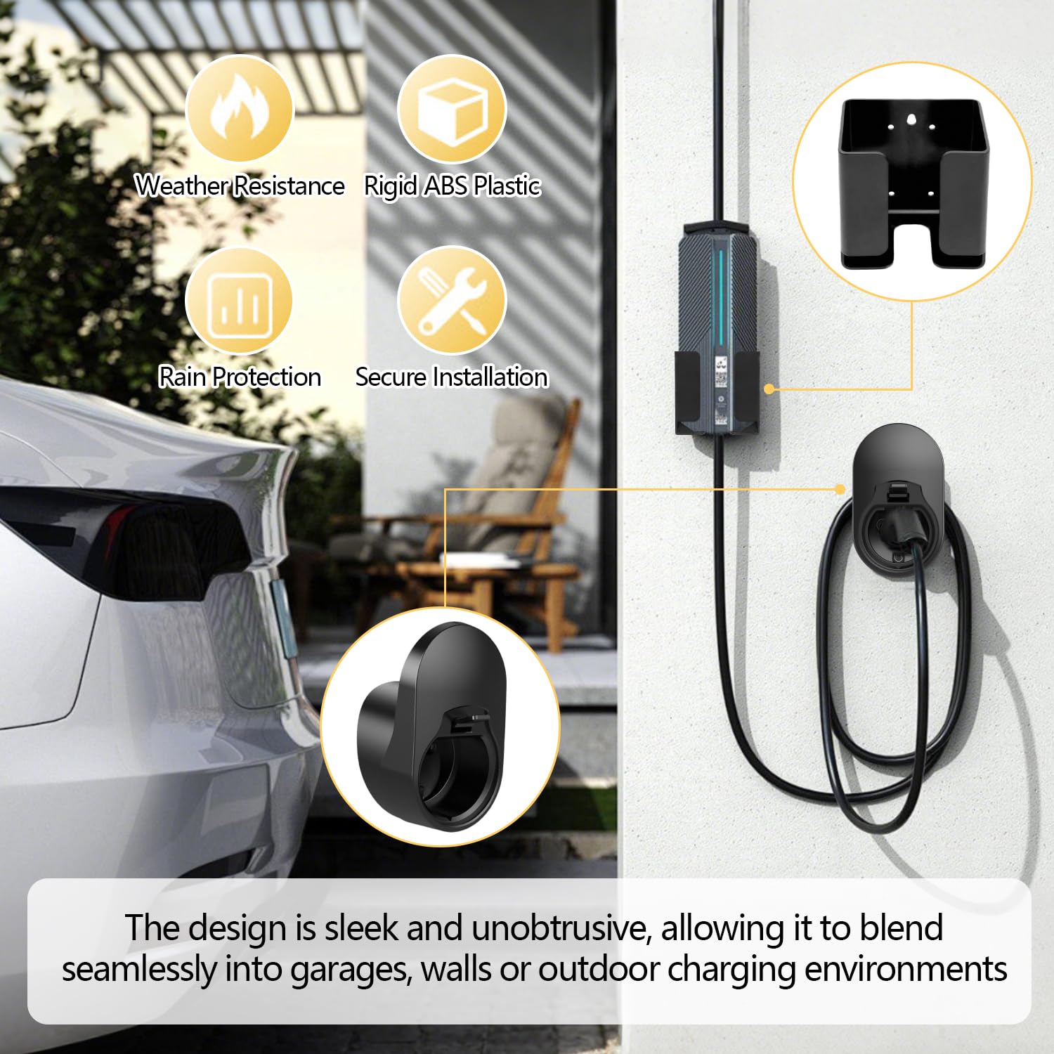 2 Wa-llb-ox con Cavo di Ricarica 2 in 1 Supporto a Parete per Ev Charger Holder Compatibile con la Presa Type 2 Resistente Colonnina Ricarica Auto Elettrica Accessori per Uso in Garage e All'aperto