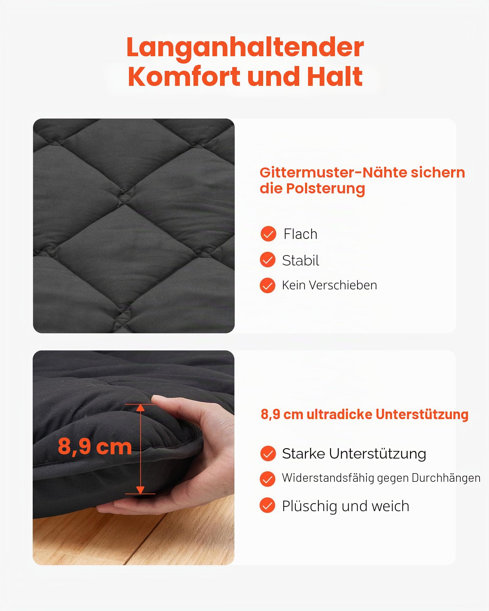 VEVOR Japanische Tatami-Matte, Faltbare Futonmatratze mit Aufbewahrungstasche und Befestigung, 9-lagige Bodenmatte zum Schlafen, Schlafsaal, Meditation, Yoga