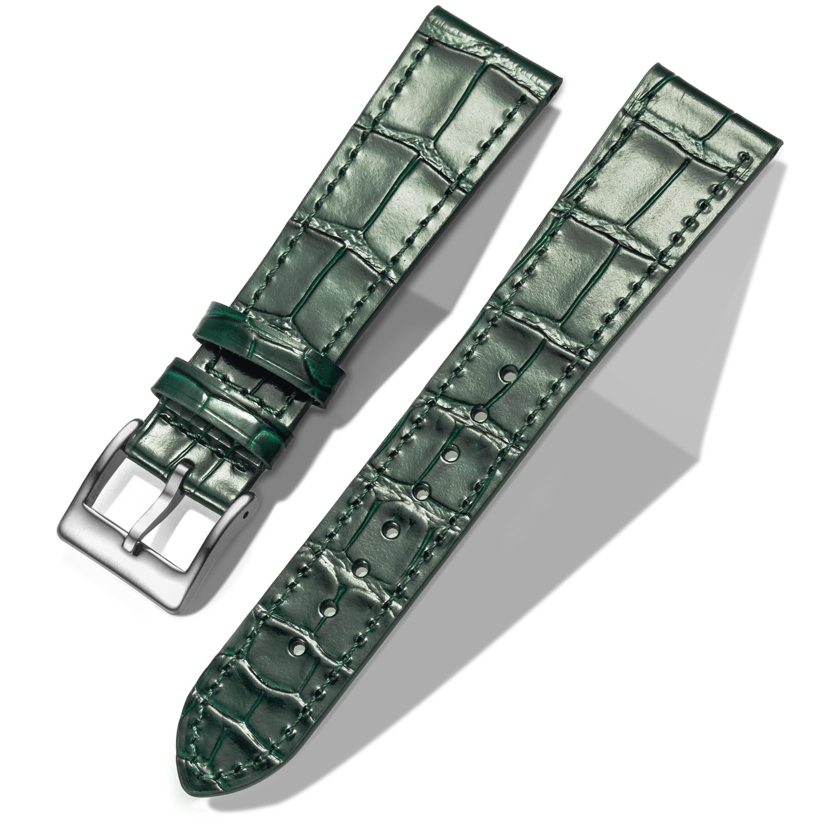 Bracelet de montre en cuir d'alligator, bracelet de montre en cuir véritable à ouverture rapide 18 mm, 19 mm, 20 mm, 21 mm et 22 mm pour hommes et femmes.