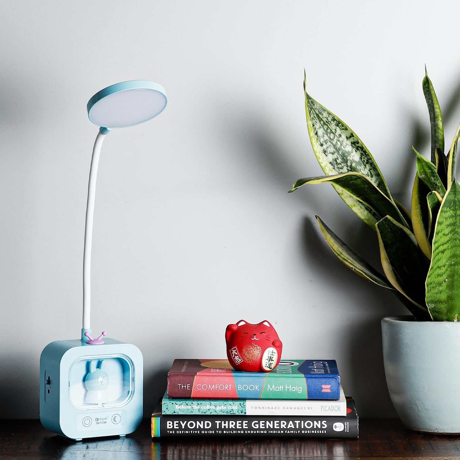 Lexton Cute Animal Night Light Flexible Study Lamp | Energy Saving Dimmable Audjestable Light Brightness USB Charging | Study Desk Lamps for Kids (Pack of 1, Blue)