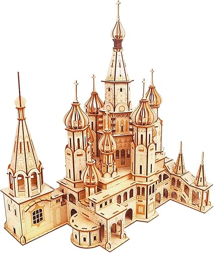 3D Puzzle Moveable Architecture Model,Puzzle of Premium Wood,Balody World Famous Architecture Blocks Toy,Challenge for Adults Children,Church