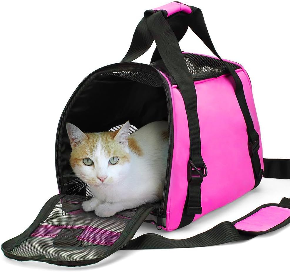 ZaneSun Cat Carrier,Soft-Sided Pet Travel Carrier for Cats,Dogs Puppy Comfort Portable Foldable Pet Bag Airline Approved (Small Rose red) : Pet Supplies