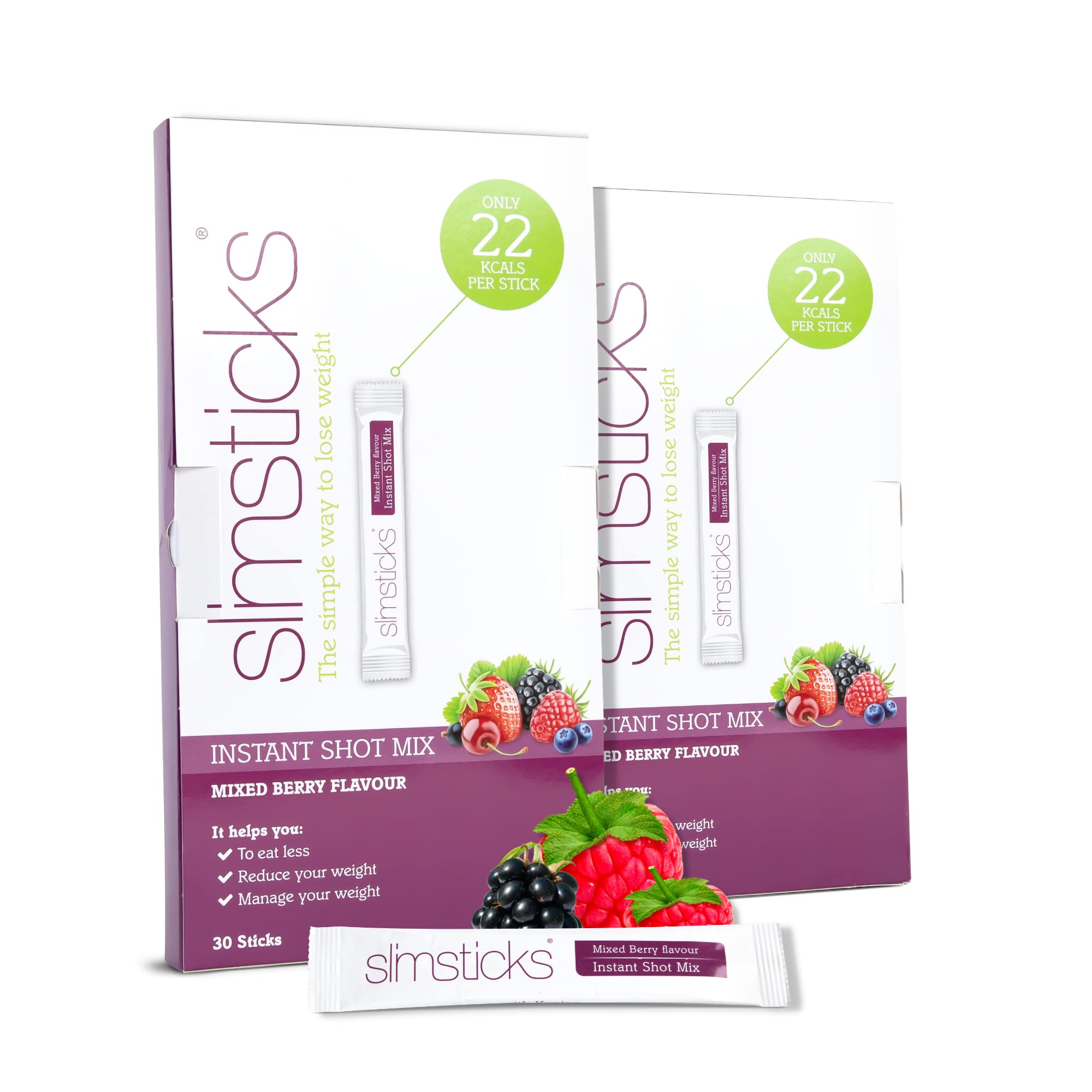 Slimsticks Mixed Berry Pack 20 Day Supply - Glucomannan Dietary Management Drink - Filling Vegan Friendly - High Fibre Konjac Glucomannan Powder - Dietary Management Aid Sachets