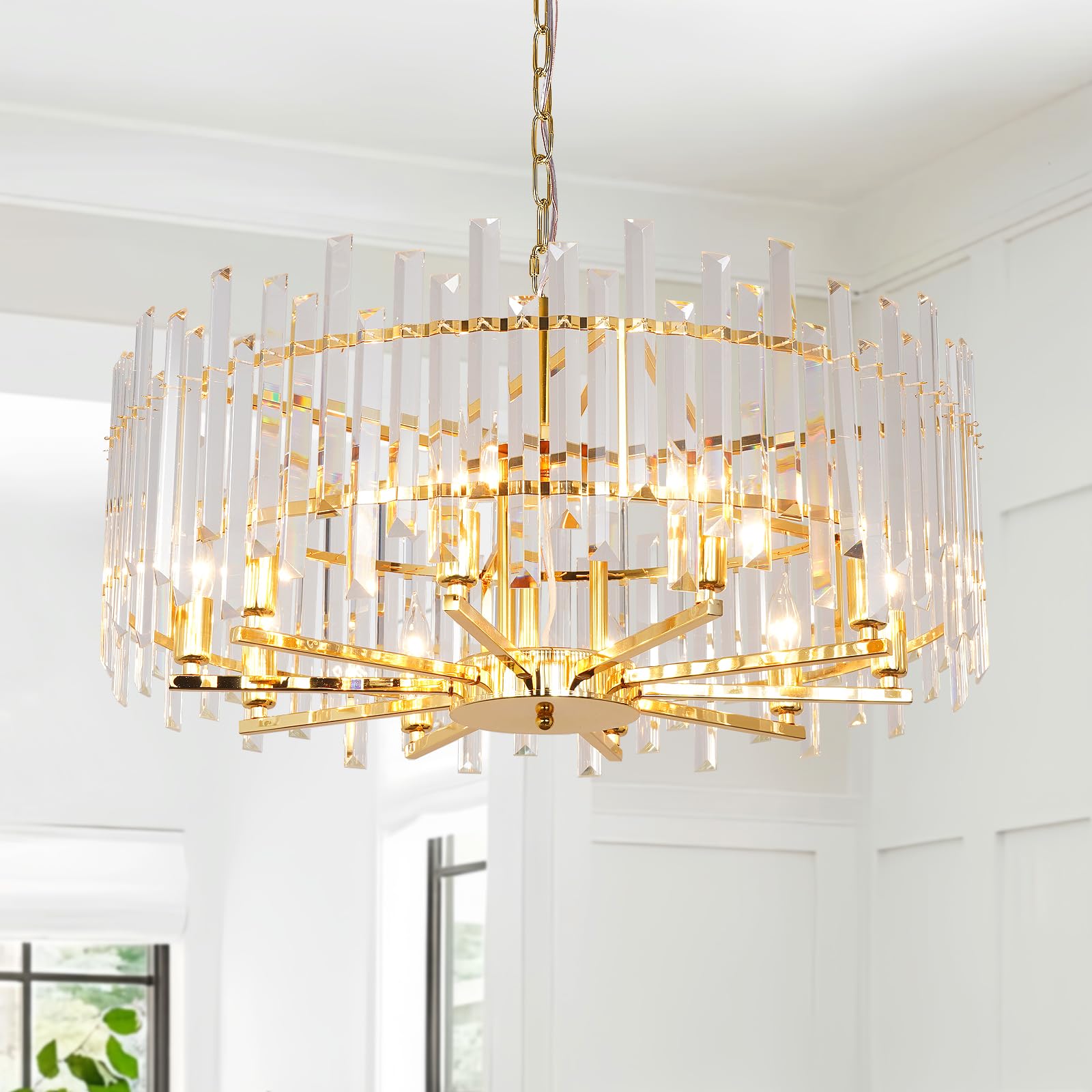 Photo 1 of **PartsOnly** aimluxin Gold Crystal Chandelier 27.6" Modern Round 10 Lights