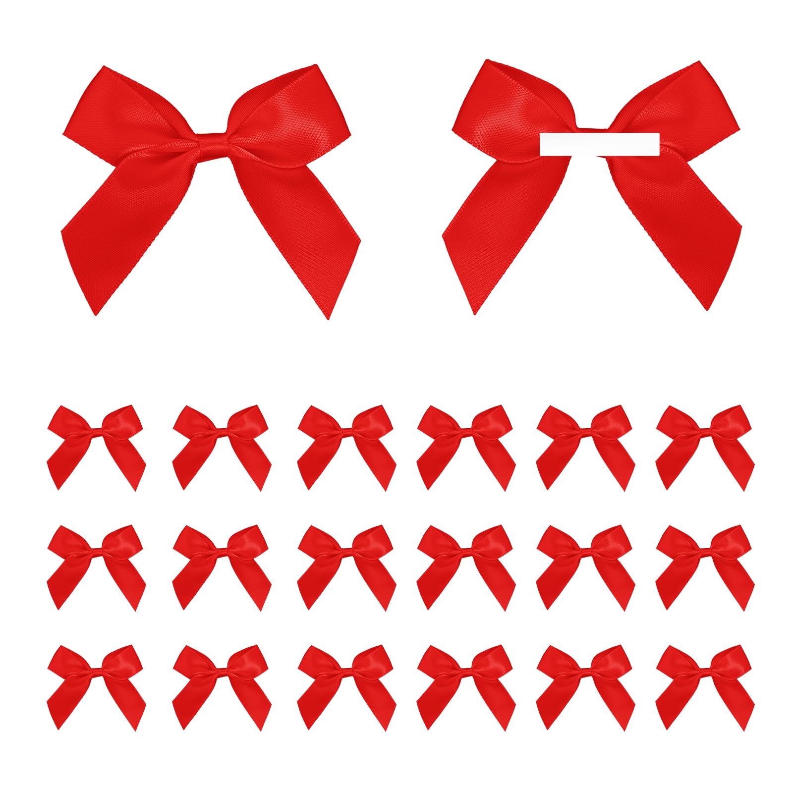 50 PCS Red Satin Ribbon Bows Self 2" Self Adhesive Bows for Gift Wrapping Double-Sided Tape Bow for DIY Satin Ribbon Bows for Brithday Christmas Party