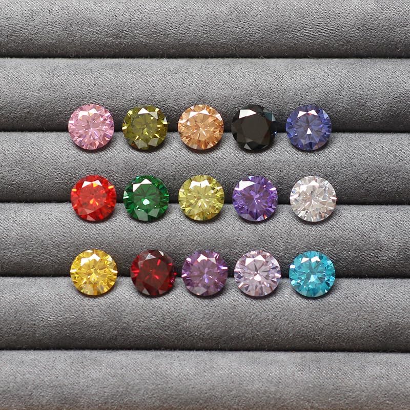 5A Cubic Zirconia Diamond Round Cut 15 Colors Color Card Loose Zirconia Gemstone Colored