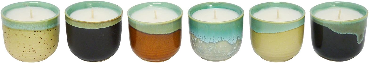 Japanese Sake Cup Scented Soy Wax Candles, 6 Pack, Fig, Made By Market Street Candles