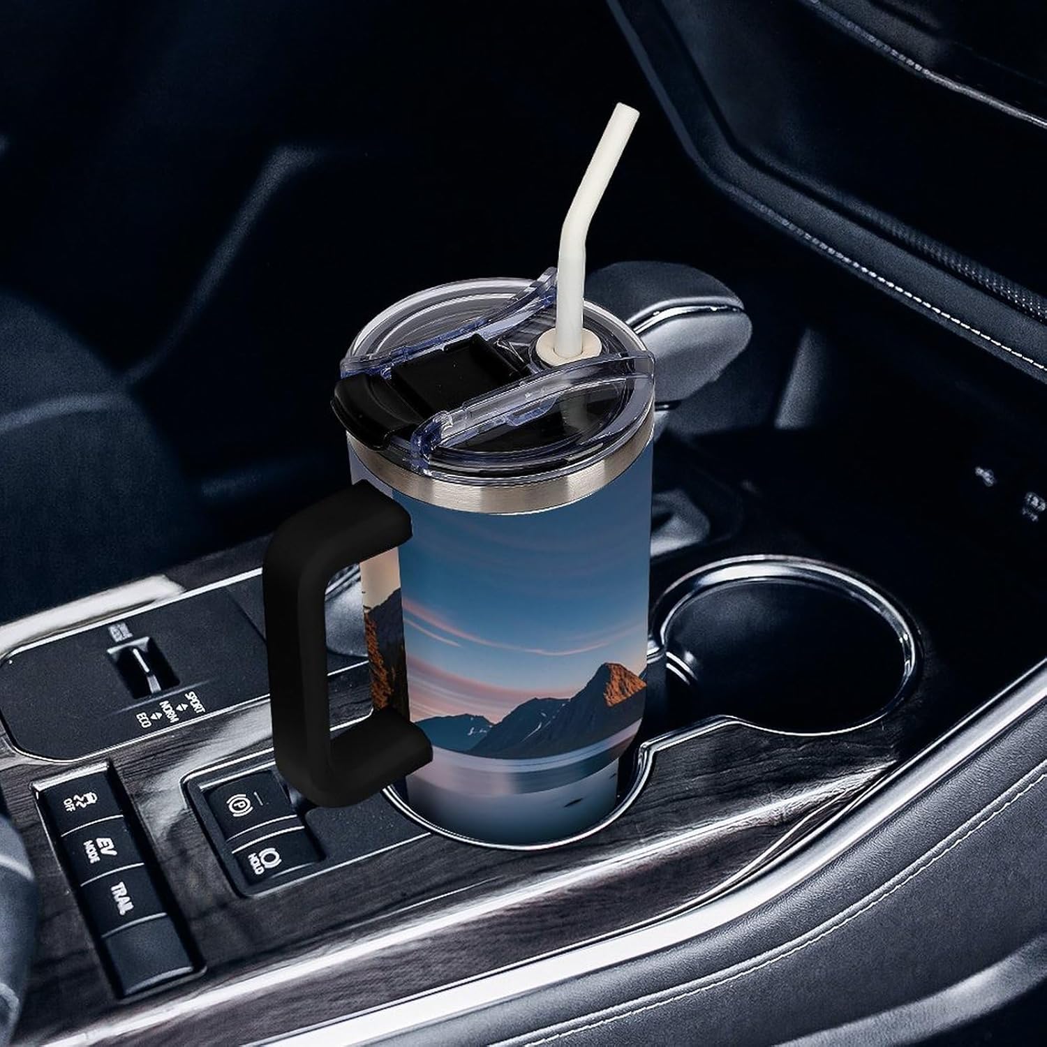 40 Oz Tumbler with Straw And Lid Norway Islands Insulated Travel Coffee Mug Stainless Steel Water Bottle Vacuum Insulated Tumblers for Sport Work Car Travel Weekends