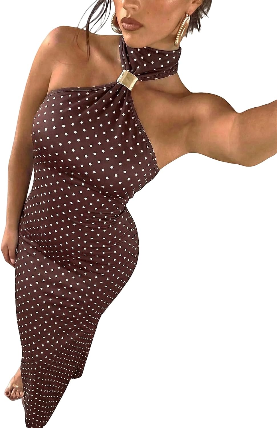 Floerns Women's Cheetah Halter Dress Sleeveless Leopard Bodycon Night Out Maxi Dresses