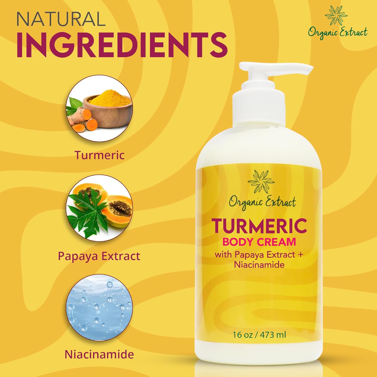 Turmeric Body Cream - 16 fl oz/473 ml - Deep Moisturizing, Hydrating Body Moisturizer Cream for Dry Skin - Helps Relieve & Restore Skin with Turmeric, Papaya Extract, Niacinamide - Image 2