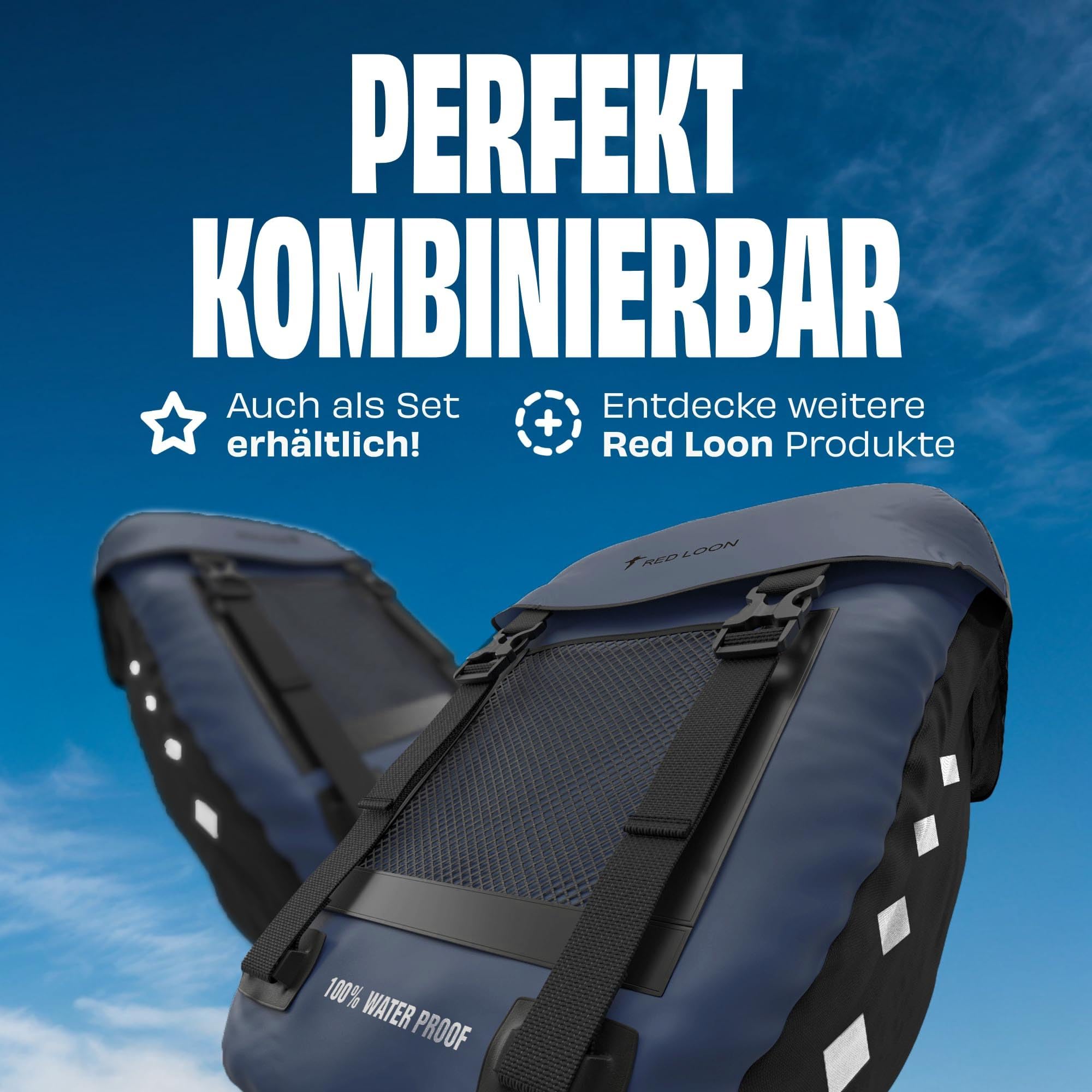 Red Loon 2 x torba rowerowa eBike z tyłu – torba rowerowa na bagażnik rowerowy wodoszczelna – torba rowerowa – torba rowerowa na bagażnik rowerowy – bagażnik, plandeka na samochód ciężarowy Pro Plus, ciemnoniebieska