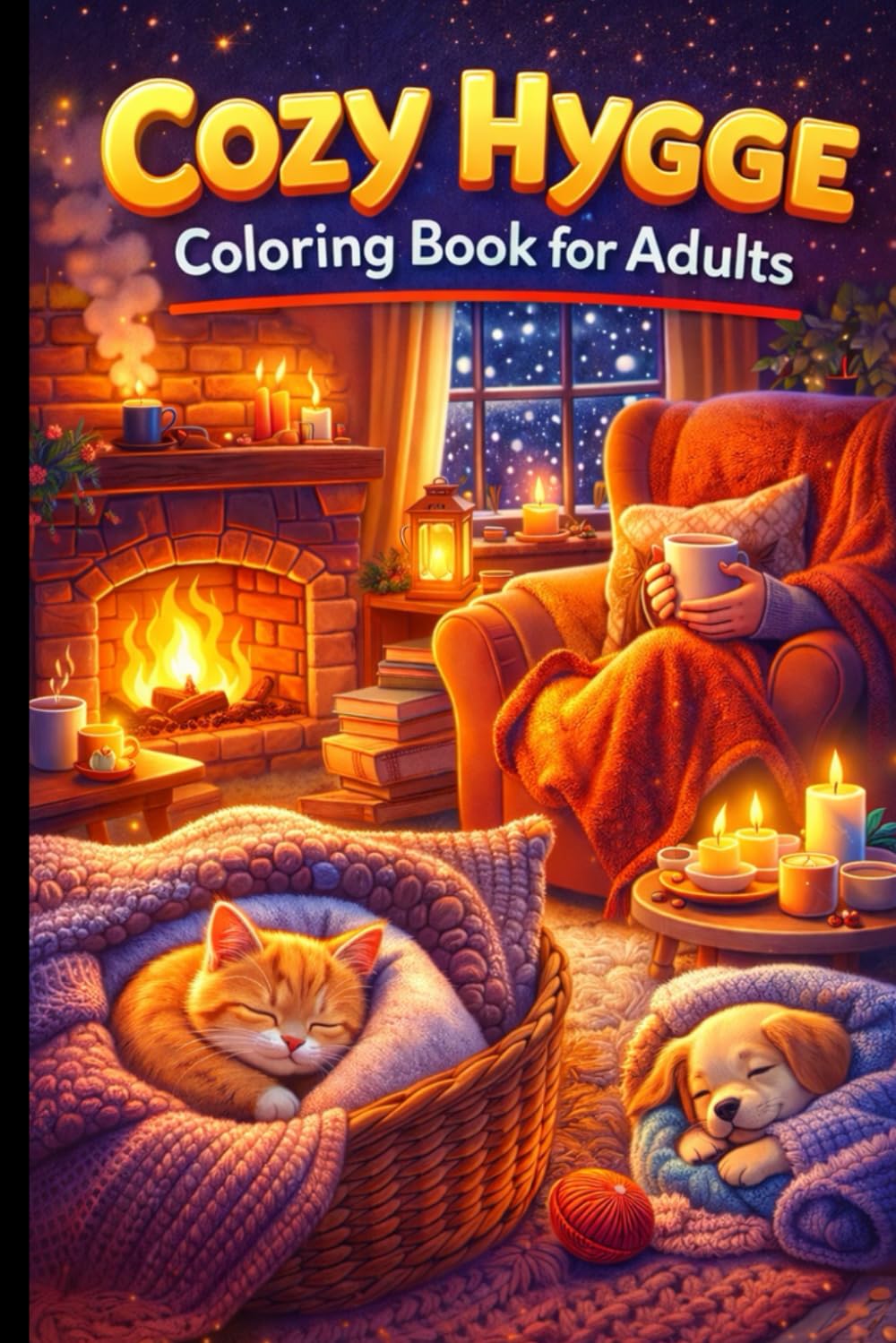 Cozy Hygge Coloring Book for Adults Relaxing Cozy Homes, Warm Moments, Cute Pets and Peaceful Hygge Scenes for Stress Relief