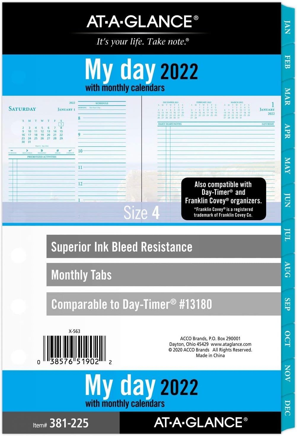 2022 Daily & Monthly Planner Refill by AT-A-GLANCE, 13180 Day-Timer, 5-1/2" x 8-1/2", Size 4, Two Page per Day, Seascapes (381-225)