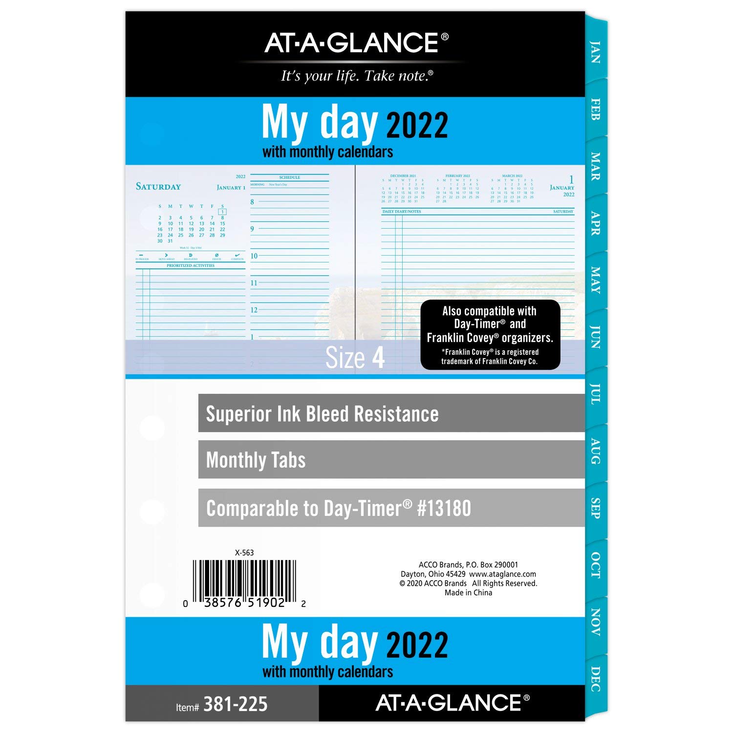 2022 Daily & Monthly Planner Refill by AT-A-GLANCE, 13180 Day-Timer, 5-1/2" x 8-1/2", Size 4, Two Page per Day, Seascapes (381-225)