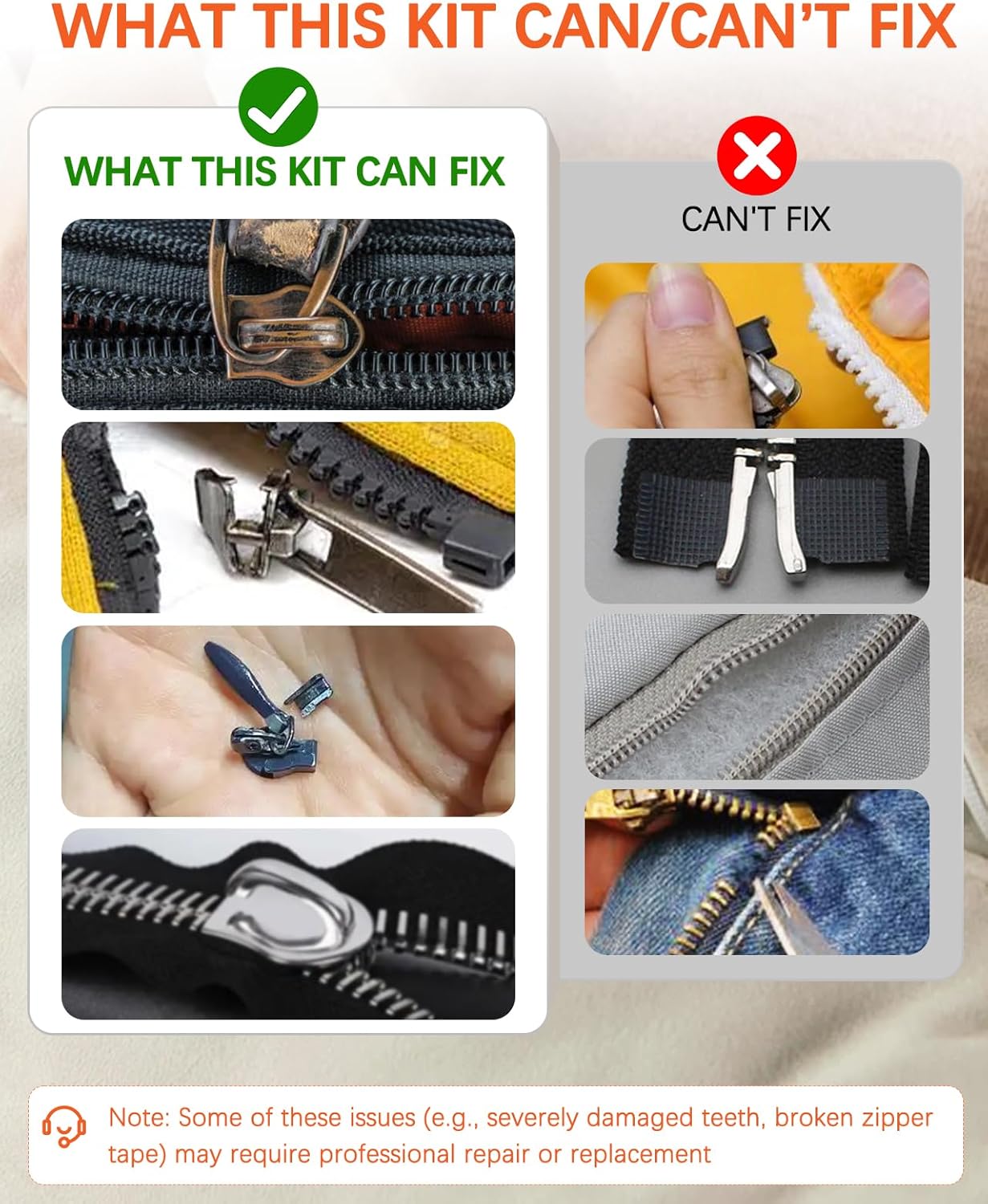 Zipper Repair Kit for YKK Metal, Molded Plastic & Coil Zippers, Compatible with YKK #3#5 Sizes,Replacement Sliders & Pulls for Clothing, Bags & Outdoor Gear