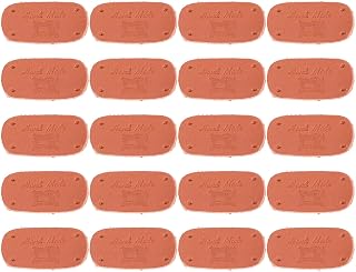 Leather Tags for Bags and Purses, Genuine Leather Embossed DIY Sewing Labels with Holes, Soft Handcrafted Knit Tags, 20pcs Set for Craft Projects (クレイバンクアッパー)