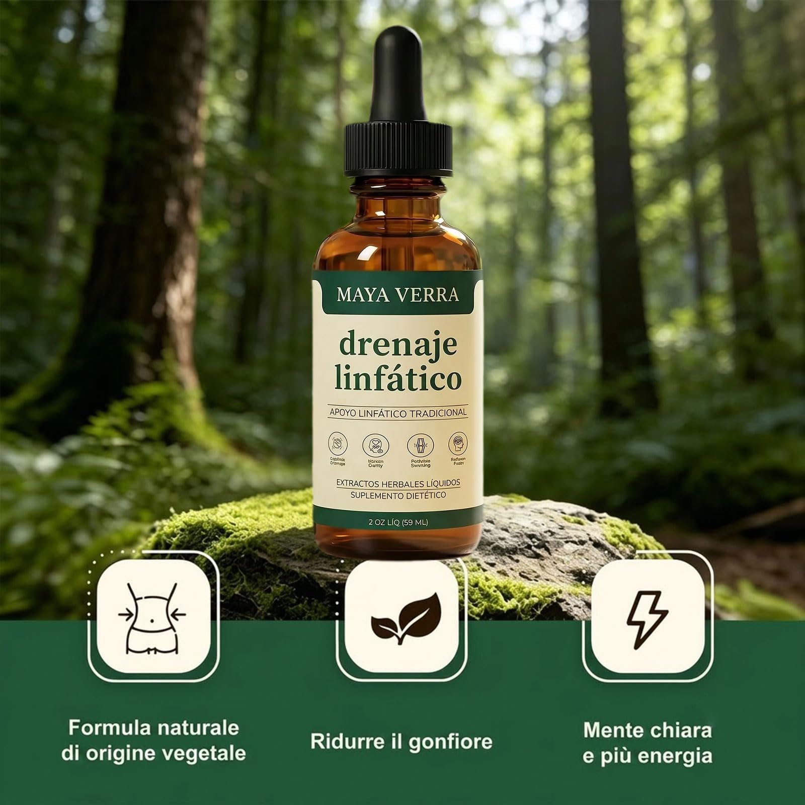 Mayaverra Drenaje Linfatico Gocce, Gocce di Benessere peril Drenante Linfatico, Formula Erboristica Naturale, Senza Glutine, Adatte per Donne e Uomini (2)