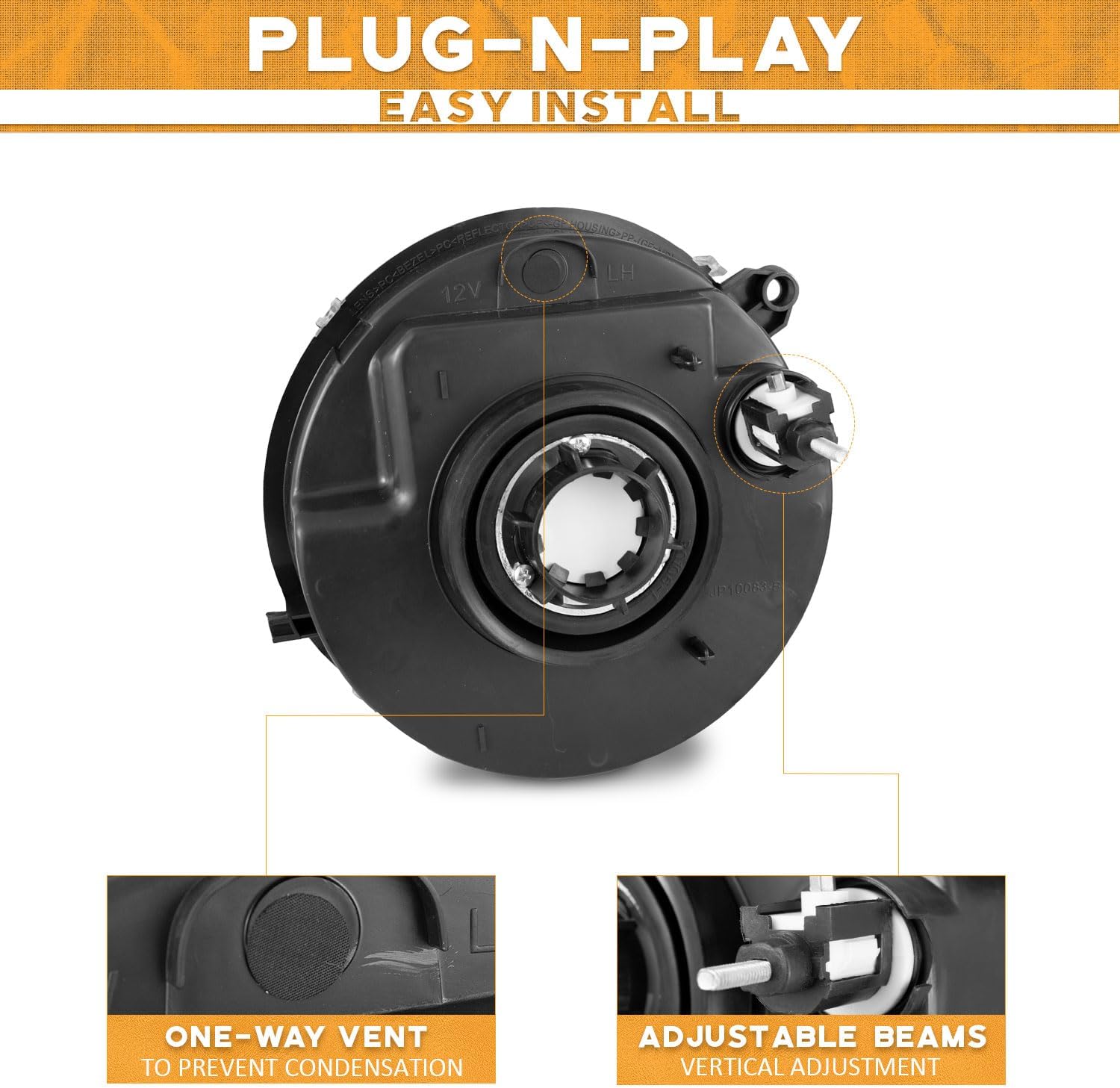 Артка view of headlight showing plug-n-play features