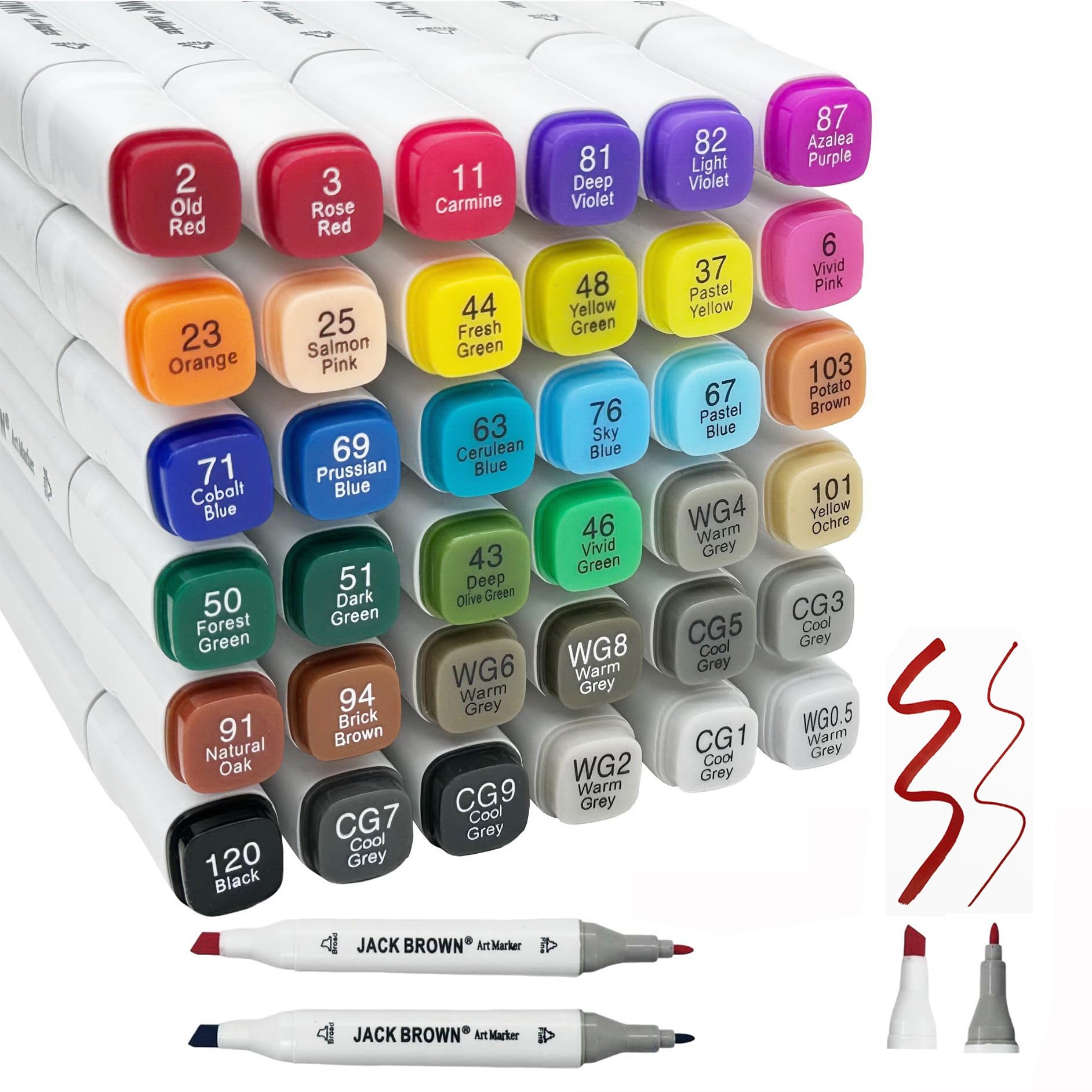 Buy JACK BROWN 36 Colors Alcohol Markers Set for Artists Professional