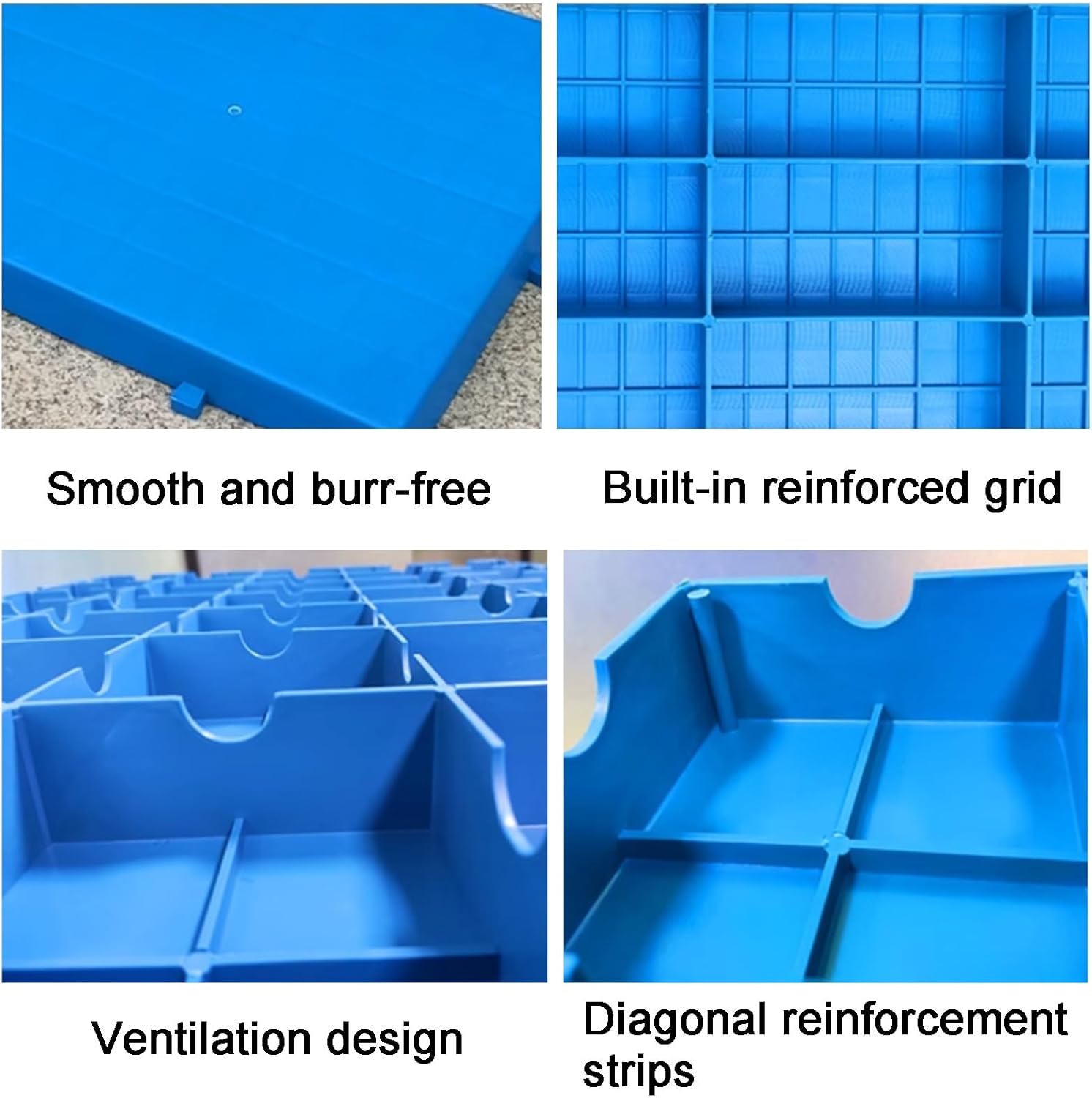 XPLKQXE Lightweight Waterproo-f Floor Pallet, Polyethylene Pallet Skid for Basement Storage, Easy Stack Splicing Modular Tray Platform Garage Supermarket Basement(Blue-1000x600x45mm,1pcs)