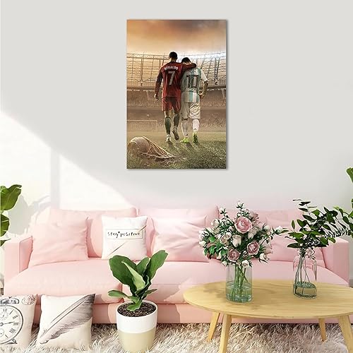 Miniatura 2 de Póster inspirador de fútbol, estrella de fútbol motivacional, arte de Mofanmi, estrellas de fútbol, Cristiano Ronaldo y Lionel Messi, póster de