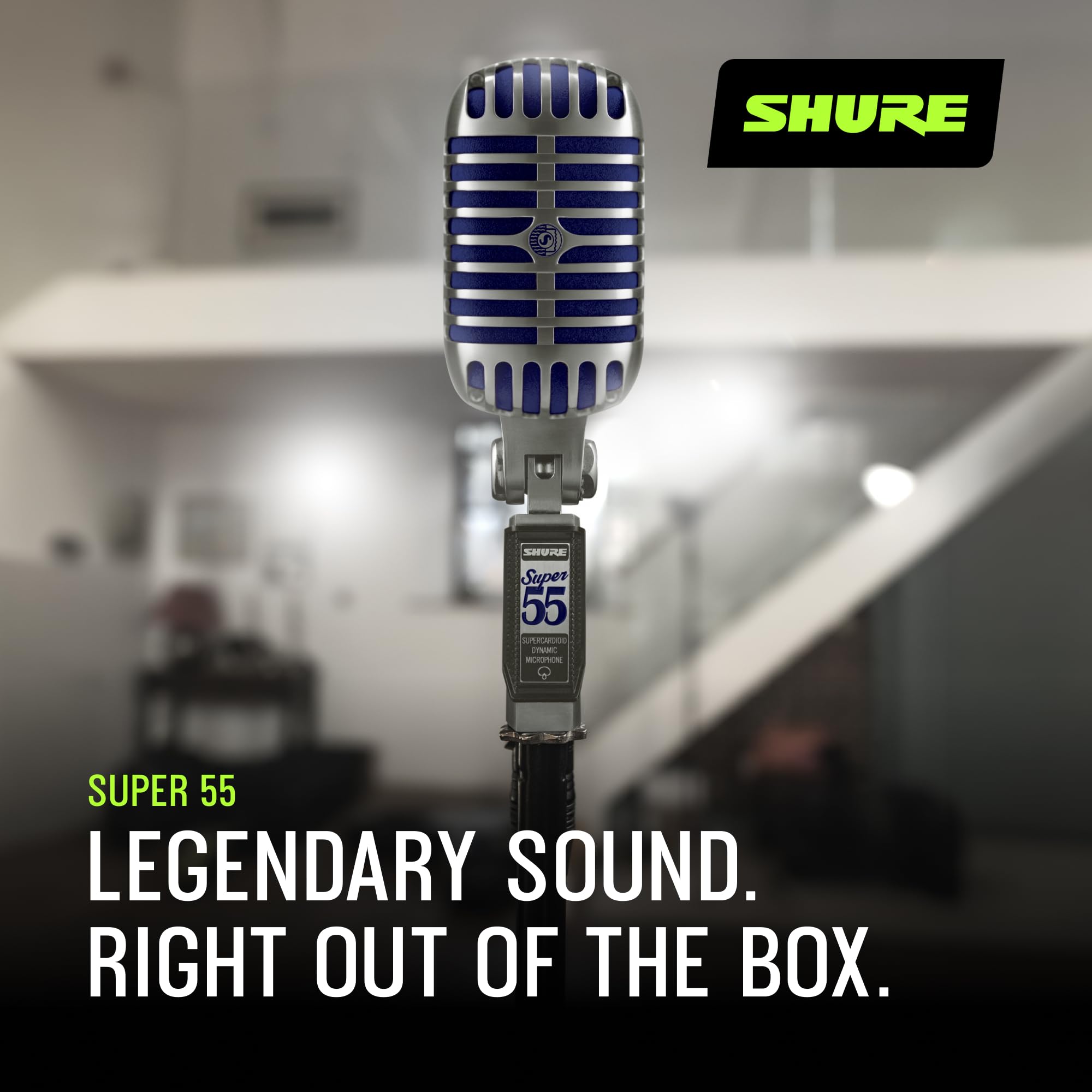 Shure Super 55 deluxe Vocal Microphone - Mic Unidyne Dynamic Unidyne Vintage Supercardioid, Look Emblématique, Son Classique