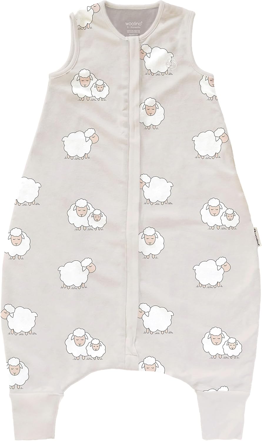 Woolino 4 Season Baby Sleep Bag with Feet Opening, Australian Merino Wool and Organic Cotton, Toddler Sleeping Bag, 6-18mo, Sheep Woolino 4 Season Baby Sleep Bag with Feet Opening, Australian Merino Wool and Organic Cotton, Toddler Sleeping Bag, 6-18mo, Sheep