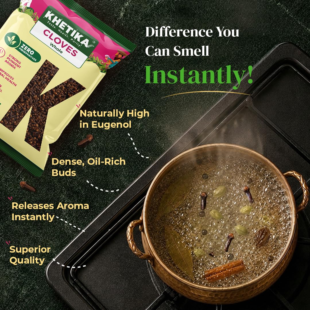 Khetika Whole Clove (Laung) 100g | No Artificial Colours | Natural Lavang | Preservatives Free 1