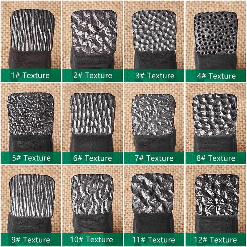 1 Piece Textured Jewelry Hammer With Long Wooden Handle Punch Printing Metal Mallet For Jewelry Repair Tool DIY Carving Tools (Style 9#)
