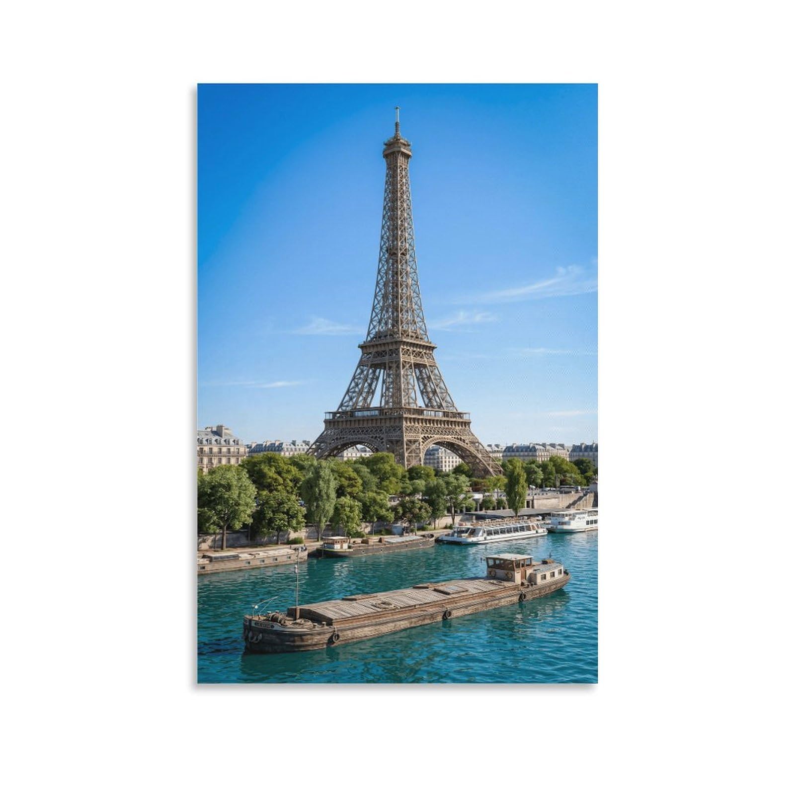 Eiffel Tower Paris Poster Artwork Giclee Canvas Prints Modern Wall Art Picture Wall Hanging for Home Decorations 08x12inch(20x30cm)