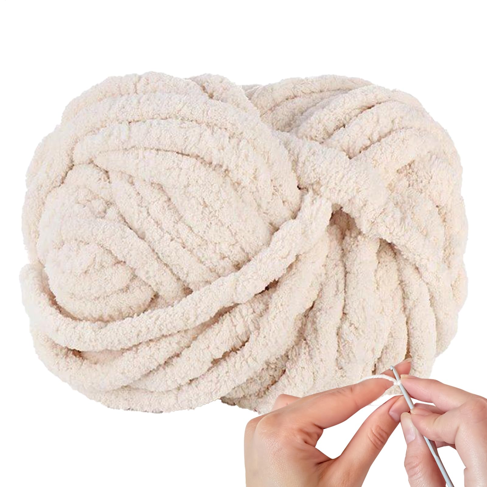 Super Chunky Chenille Soft Wool Yarn,Chunky Yarn - 88.5Ft Blanket Yarns for Scarf Hat Basket Pet Bed Baby Clothes Throw Pillow Blanket Making