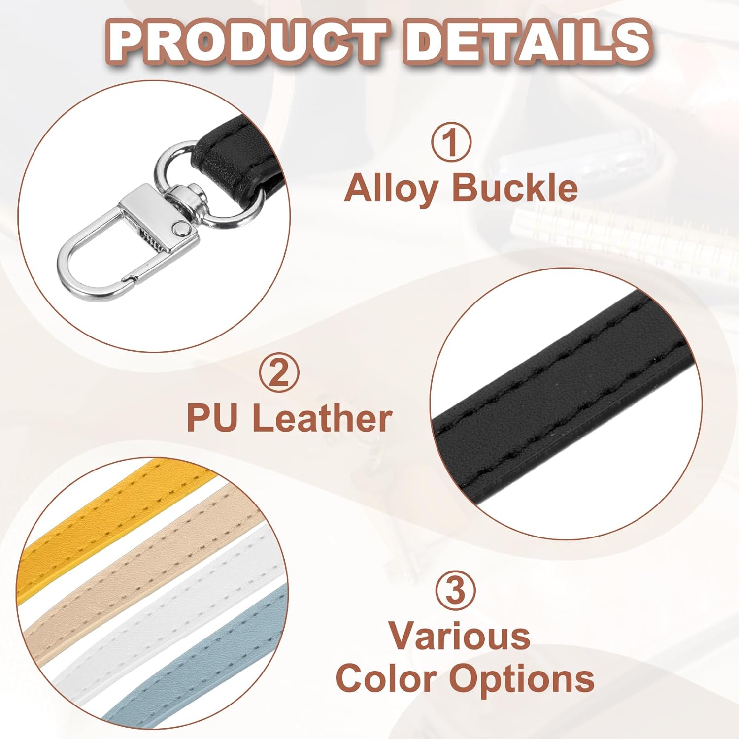 PATIKIL Leather Purse Handle Strap, 2 Pcs 17 Inch Leather Purse Strap Replacement DIY Women Clutch Bag Handbag Top Handle Strap Repair Accessories, Black - Image 3