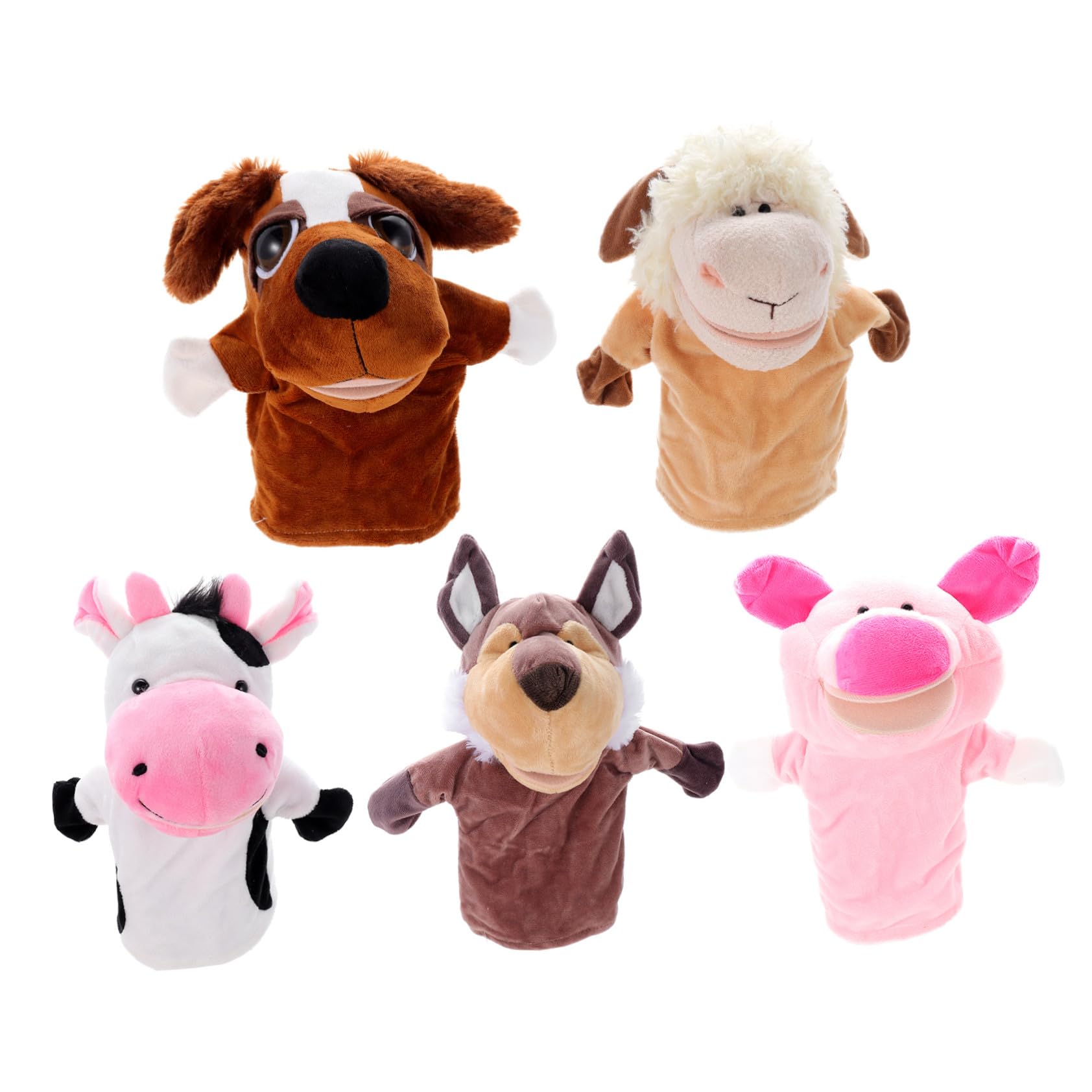 Marionetas de Mano Animales 5 Piezas de Felpa Corta | Boca Articulada, Relleno de Algodón Pp, para Juegos de Rol y Narración, Cómodo para Niños y Bebés