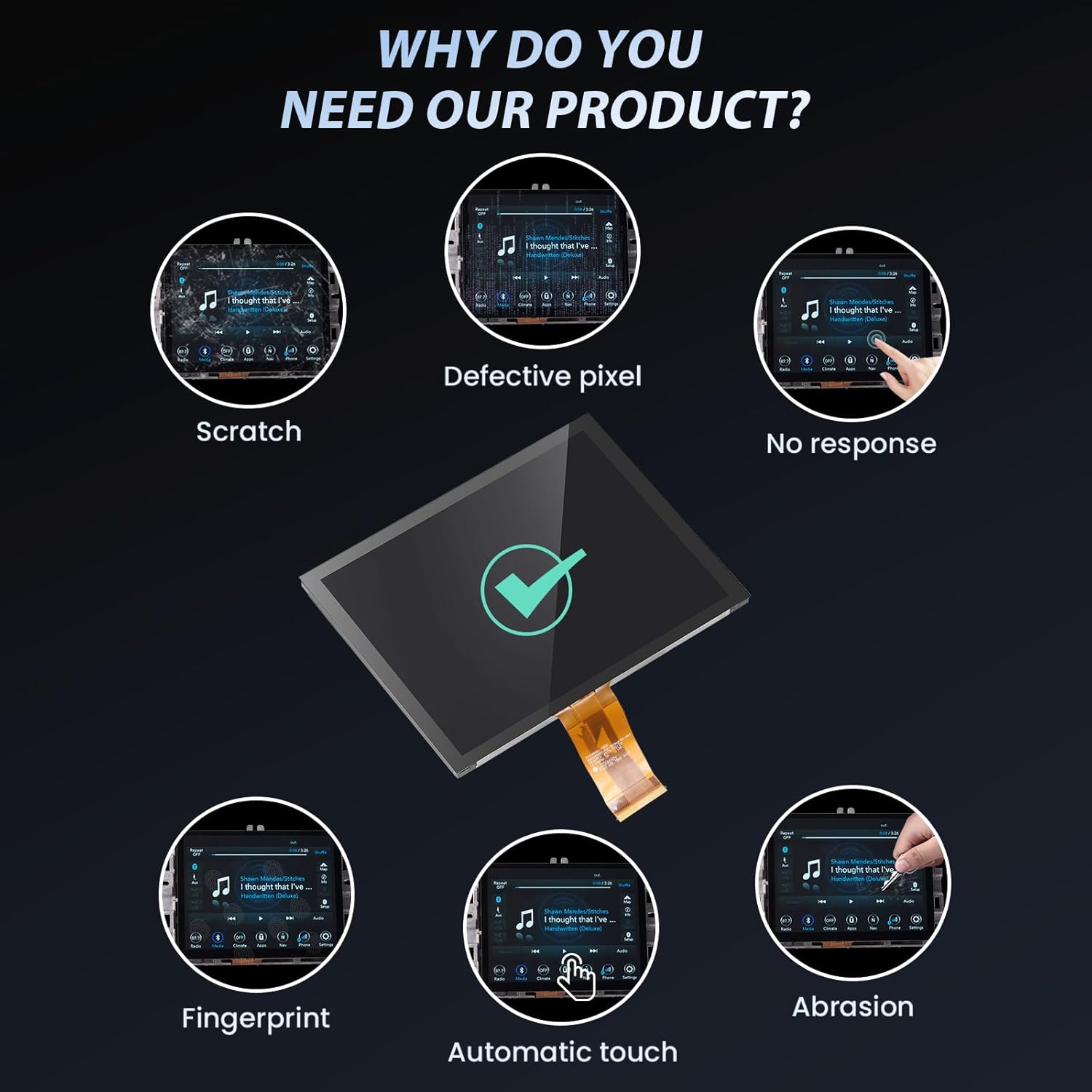 Upgraded Gel-Free 8.4" UConnect 4C UAQ Screen Replacement LCD+Digitizer Compatible with Dodge Ram Jeep Chrysler 2017-2022 Replace#LA084X01 SL(02)(1)