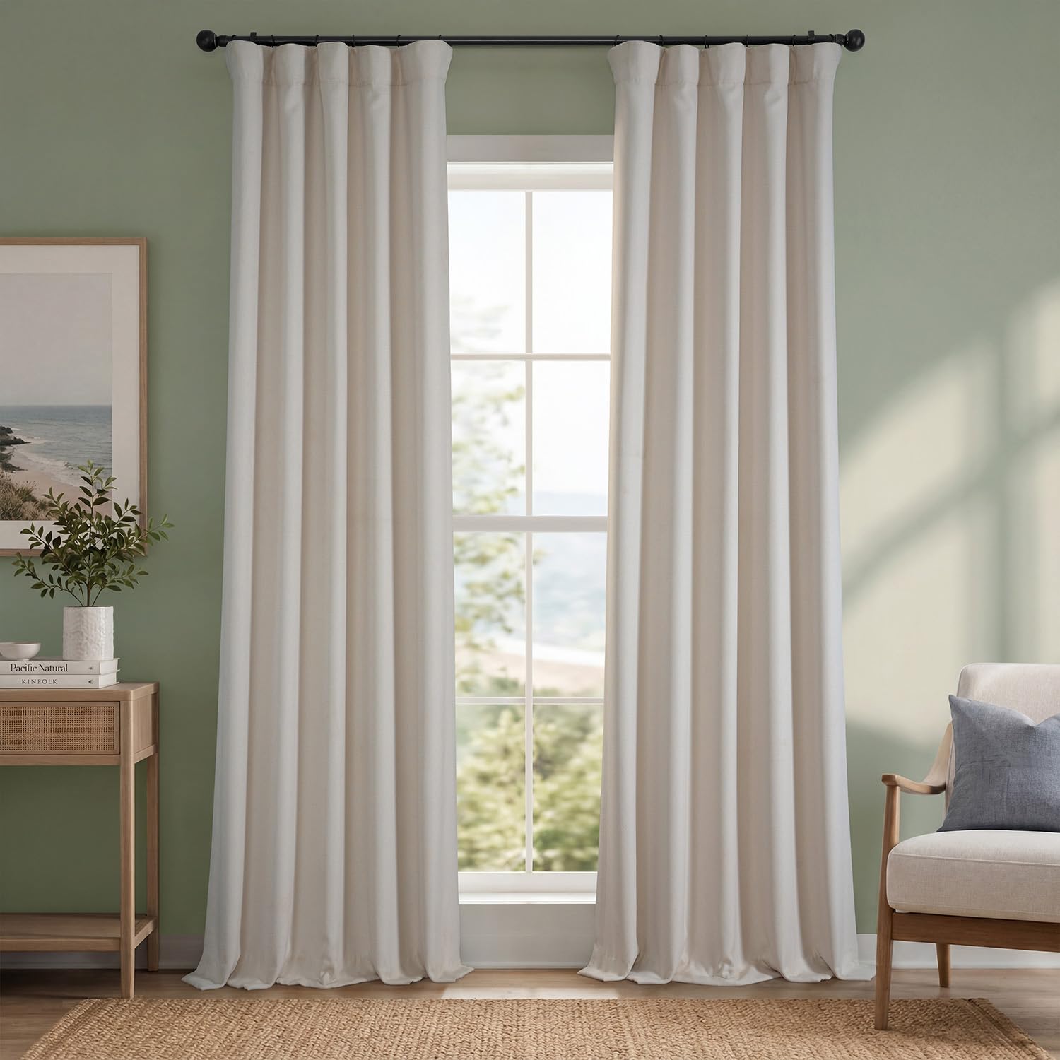 HPD Half Price Drapes Rideaux occultants texturés en Faux Lin pour Chambre à Coucher - 213 cm de Long (1 Panneau), 127 x 213 cm (l x L), Bouleau
