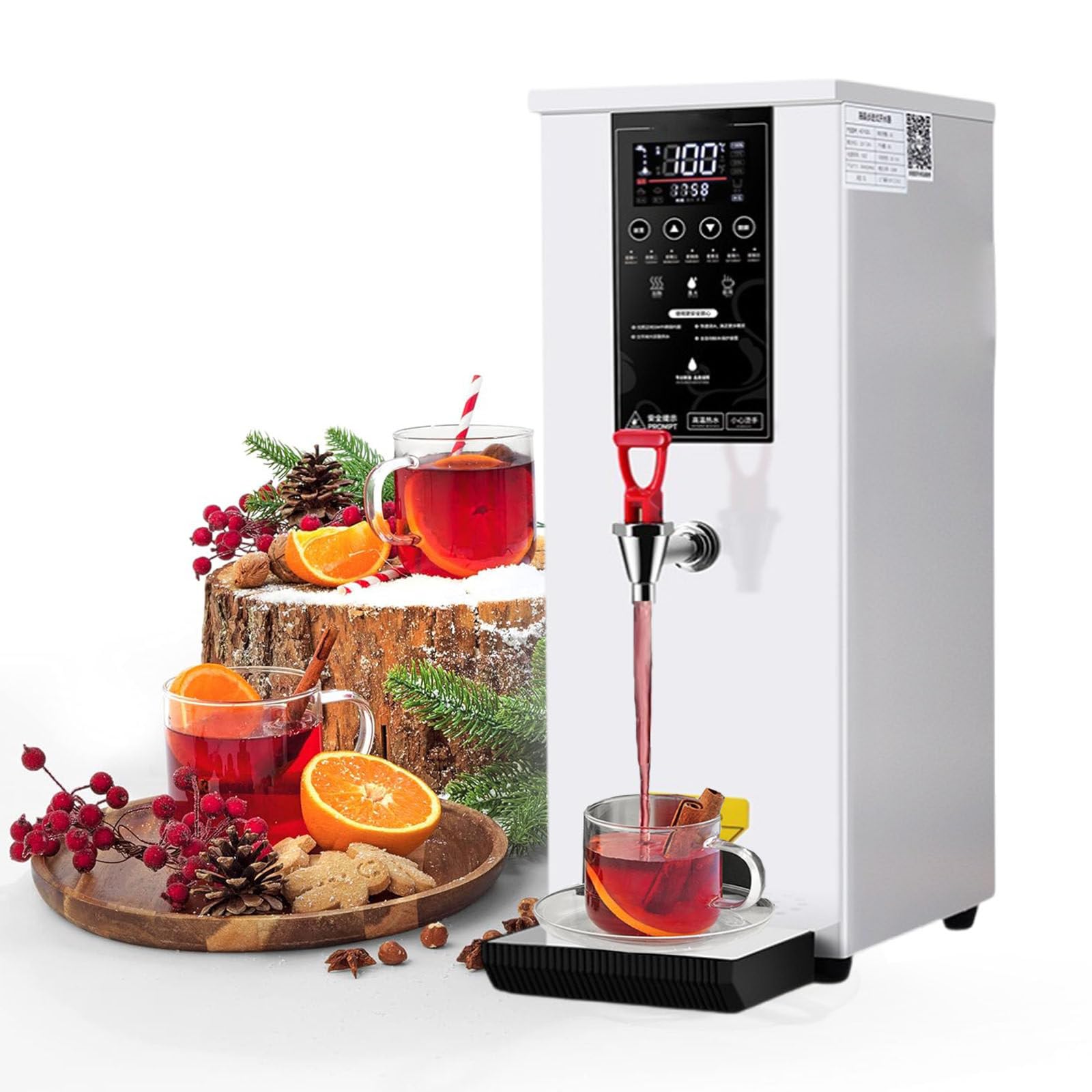 Hot Water Boiler Dispenser Boiler, Stainless Steel Electric Hot Water Dispenser, 60l/H Large Output & Temperature Adjustable (40-100°C), Used in Bus Stations/Train Stations/Schools,White