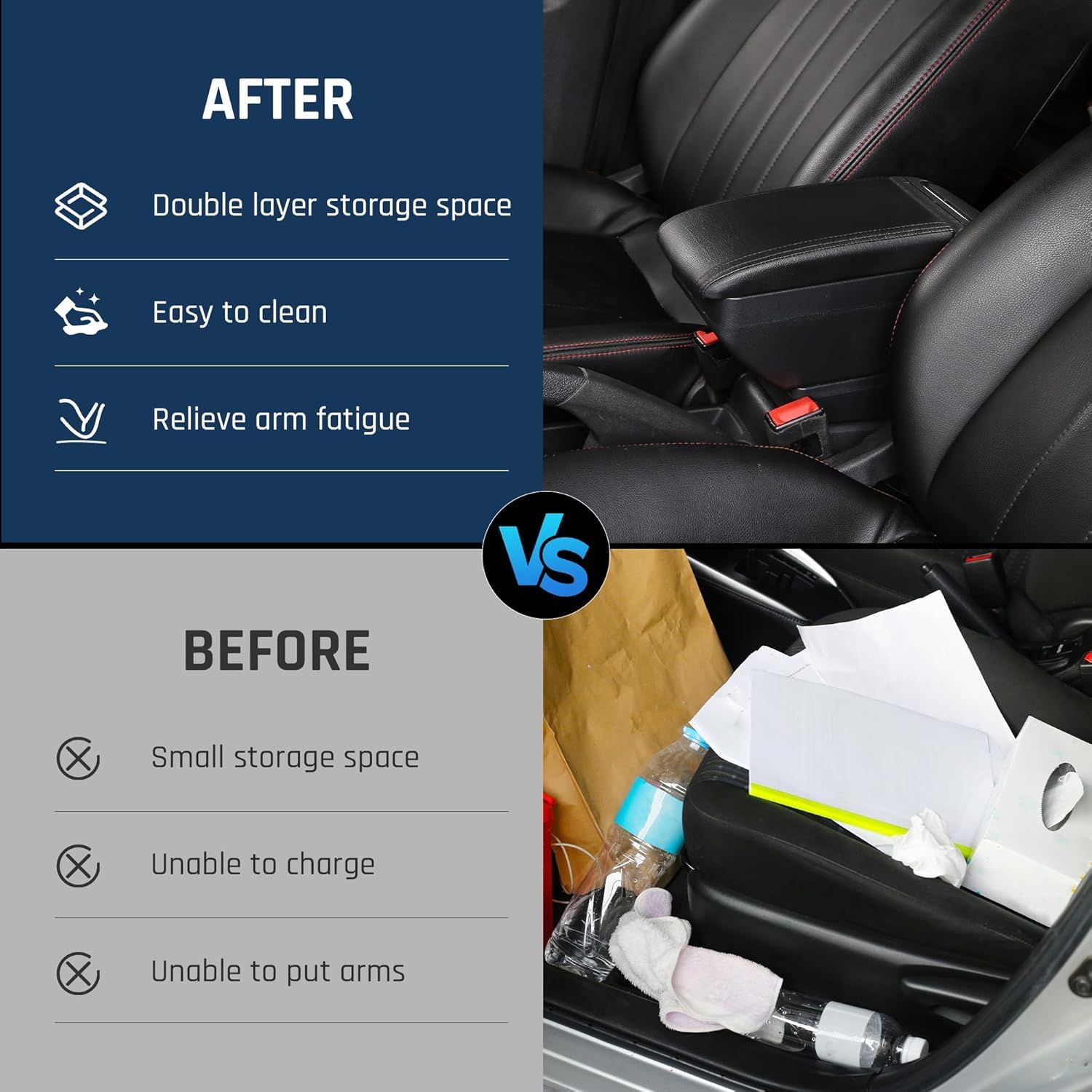 XByun Braccioli Auto per Ford Puma/Fiesta MK8 ST 2017-2023 2024, Poggiabraccio con vano portaoggetti Console Centrale, Accessori Auto.