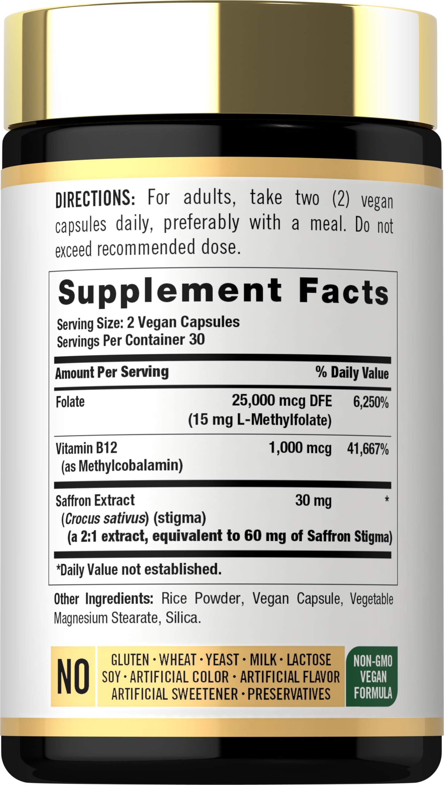 Carlyle L Methylfolate 15mg | 60 Capsules | with Methyl B12 & Saffron — Amazon image 2