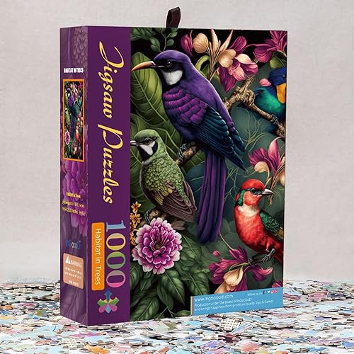 Miniatura 2 de Ingooood Rompecabezas de 1000 piezas, serie Sneak Peek, hábitat en árboles, juguetes de entretenimiento para adultos, regalo especial de graduación