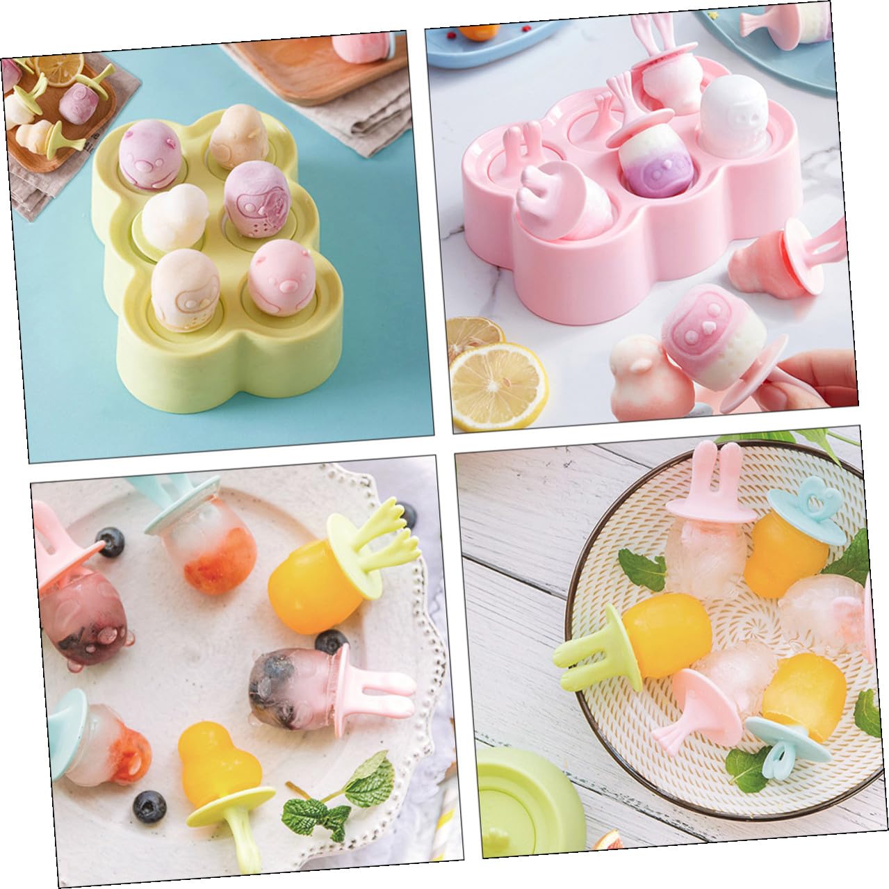 4ensembles Moules à Glace Silicone pour Soi-même Moules à Glace Réutilisables pour Jus de Fruits Crèmes Dessert et Yaourts