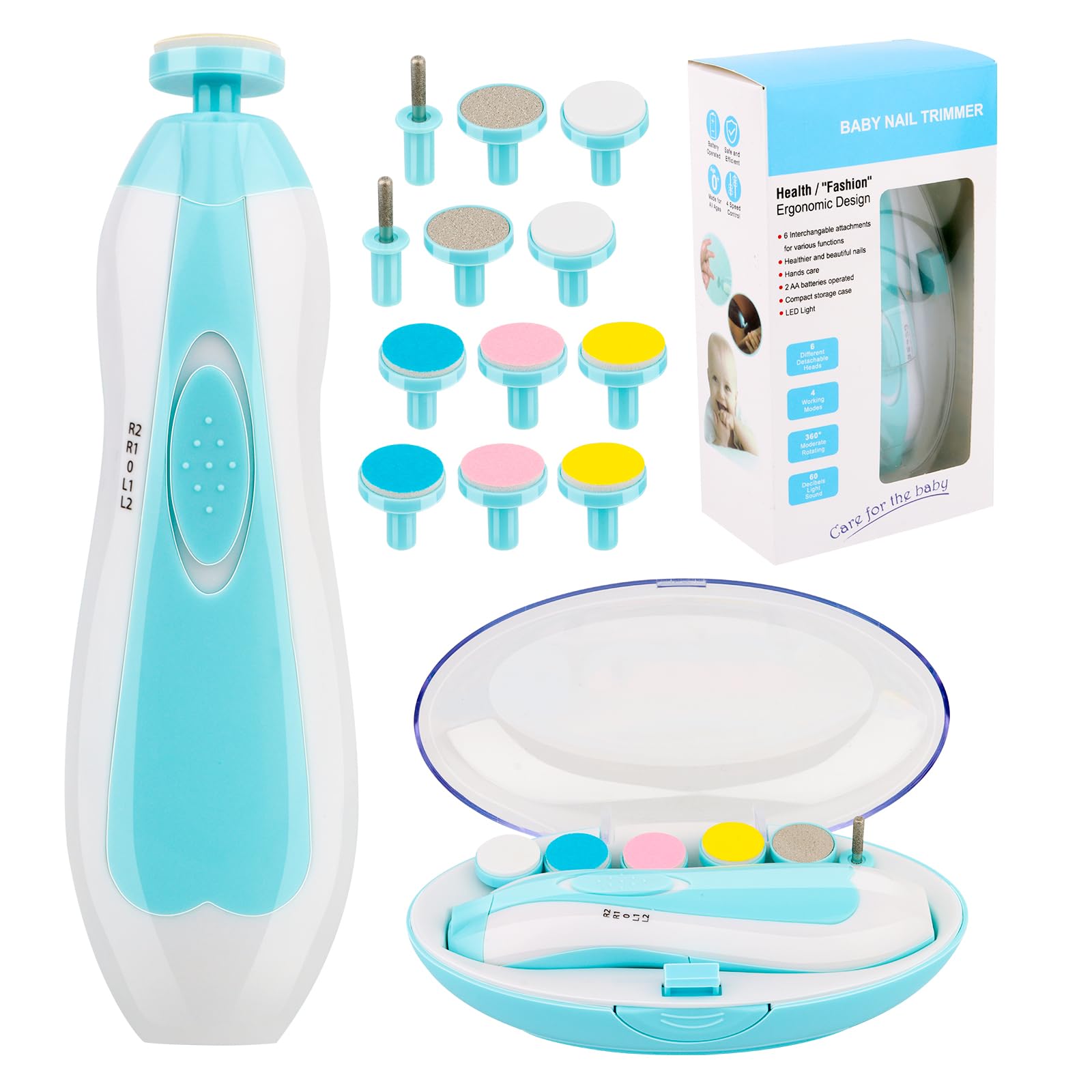 Cortauñas de Bebé 13 en 1, Lima de Uñas para Bebés, Kit de Lima de Uñas con 12 Almohadillas de Repuesto para Uñas, Dedos, Recién Nacidos, Bebés, Niños Pequeños o Adulto