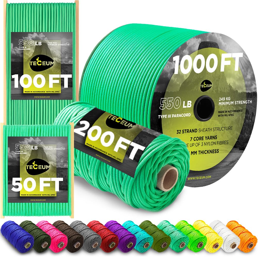 TECEUM Paracord Rope Type III 550 – Tactical MIL-SPEC – Outdoor para Cord