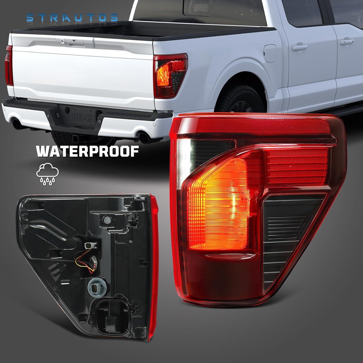 Tail Light Assembly Compatible With 2024-2026 F150 XL XLT Halogen Brake Rear Taillight With Blind Spot Detection, Bulbs, Harness Replacement FO2819161 RL3Z13404B (Right Passenger Side)